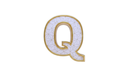 Elegant 3D Letter Q with Geometric Pattern on White