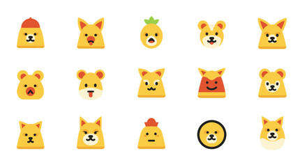 Collection of cute dog emojis with various accessories and expressions.