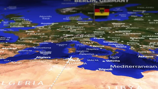 Flight From Accra GHANA to Berlin GERMANY with flag pins