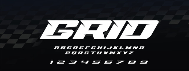 Grid Racing lettering Typography Font for sticker and decal design. Download it Now © Hasan