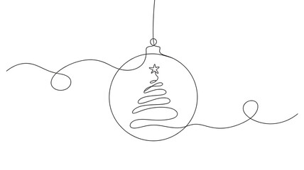 Minimal line christmas ornament with tree sketch
