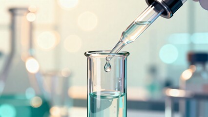 Laboratory test tube with liquid drop