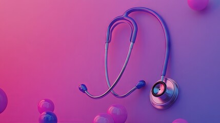 3D Rendering of a Stethoscope on a Pink and Purple Background