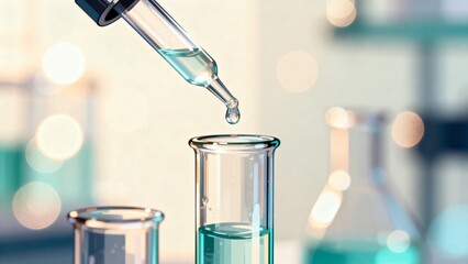 Laboratory test tube with liquid drop