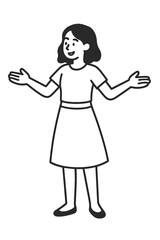 Happy young woman with open arms gesture welcoming audience