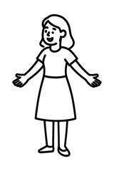 Joyful young woman standing with open arms gesture of welcome