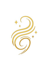 Fototapeta premium Golden swirling abstract flourish with sparkles isolated on white background