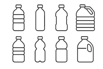 Collection of various plastic bottle outlines for liquid containers