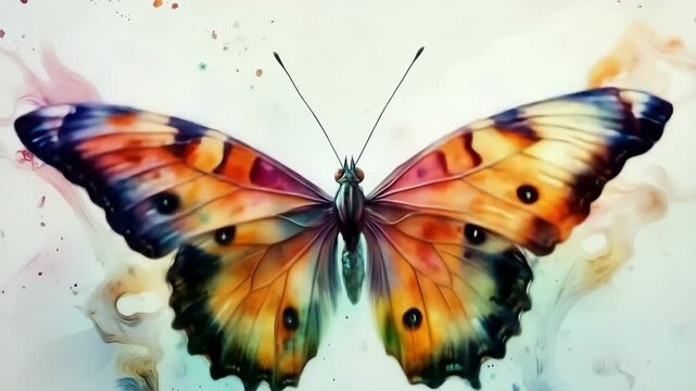 Watercolor butterfly with wings dissolving into air captures vibrant colors in motion