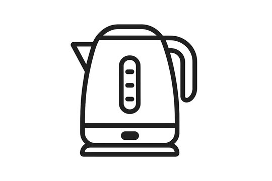 Minimalist electric kettle outline icon for kitchen and beverage design