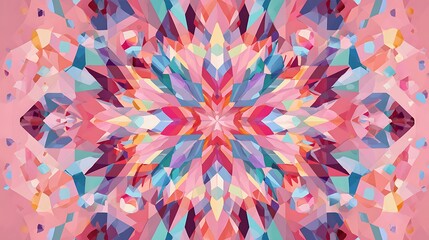 Pink geometric kaleidoscope abstract background high resolution image