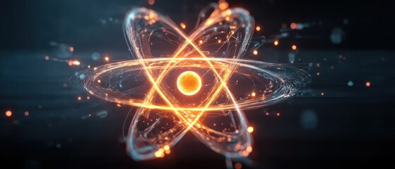 Fototapeta premium Atom model illustration on transparent background