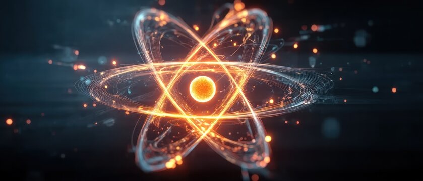 Atom model illustration on transparent background