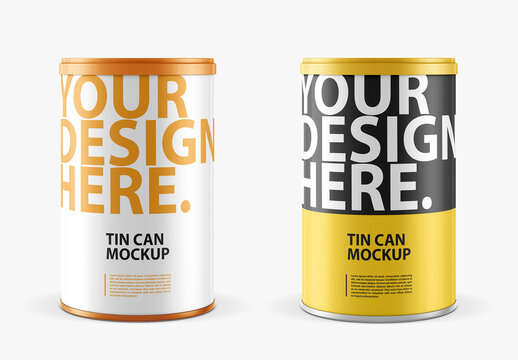 Metal Tin Can Mockup with Plastic Lid