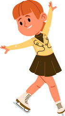 Figure Girl Skater Performing Spin Cartoon