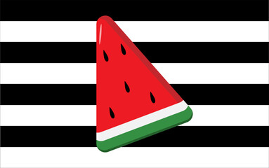watermelon slice on a striped background,