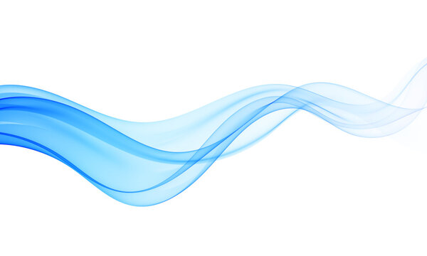 Smooth abstract blue wave with transparent flowing curves on a clean white background, suitable for modern design and layouts.