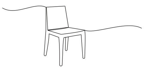 Continuous one line drawing of Chair. Executive chair icon. Minimalist single line art style chair vector illustration