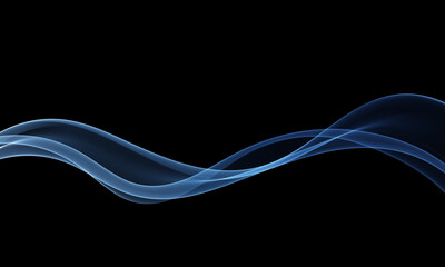 Abstract blue flowing wave on black background