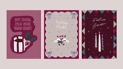 Cozy Christmas Posters &ndash; Elegant Holiday Poster Designs with Winter Elements for Seasonal Promotions, Events, Prints, and Social Media
