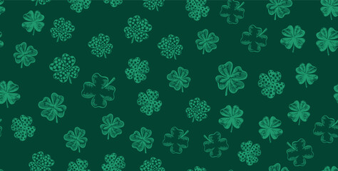 St. Patrick's Day. Sketch set clover. Hand drawn illustration.	
