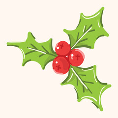 Vibrant Holly Branch With Red Berries for Christmas Decor and Seasonal Illustration