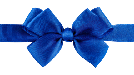 Striking deep blue satin ribbon tied in a classic bow, perfect for gift wrapping, celebrations, and festive occasions, adding a touch of elegance to any presentation.