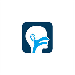 Flat medical vector icon depicting human head anatomy in profile, illustrating nasal, oral, and pharyngeal passages.
