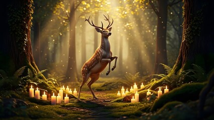 red deer in the forest
