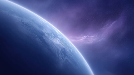 Stunning view of a distant planet in space, showcasing a vibrant atmosphere with swirling clouds and cosmic colors, evoking a sense of wonder and exploration in the universe