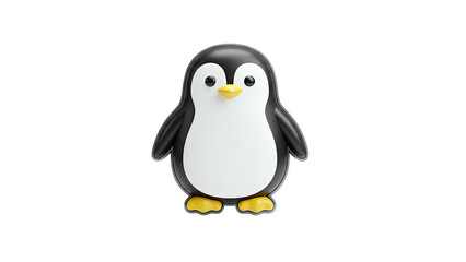 Cute Penguin Standing on White Background