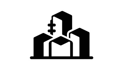 Minimalist Black and White Illustration of Modern City Skyline with Abstract Buildings for Urban