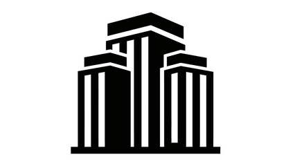 Minimalist Black and White Illustration of Modern Corporate Office Buildings for Business Use