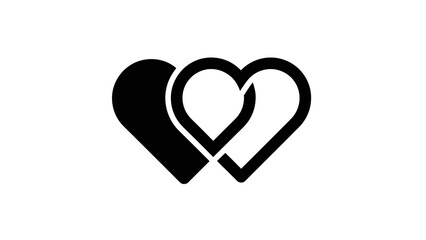 Minimalist Black and White Interlinked Heart Symbol Representing Unity and Love