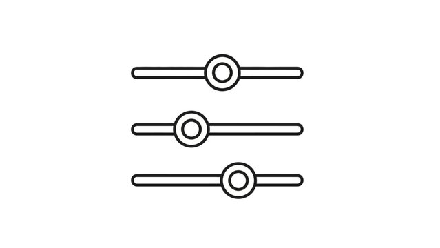 Minimalist black and white illustration of three adjustable sliders with circular knobs and