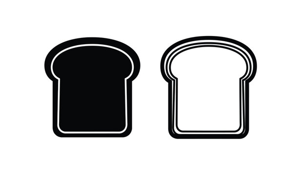 A simple illustration showcases two slices of bread one fully shaded black and the other appearing as a white outline against a clean white