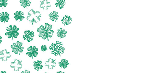 St Patricks day shamrocks garland on white background	
