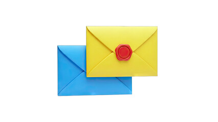 Colorful Envelopes with Wax Seal on White Background