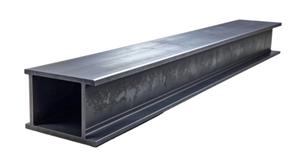 Steel beam in a rectangular "I" shape, isolated on a black background
