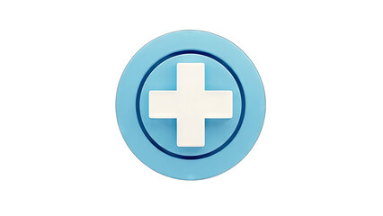 Obraz premium Medical Cross Icon on Blue Circle Isolated on White