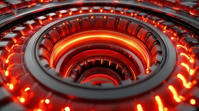 Futuristic Technological Core: An eye-level perspective unveils the intricate beauty of a high-tech core, featuring radiant energy and advanced mechanical components, a symphony of industrial design.