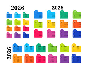 Calendar for 2026 isolated on a white background