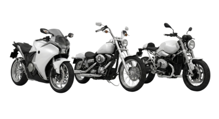 stylish stainless steel touring and cruiser motorcycles with modern design isolated transparent