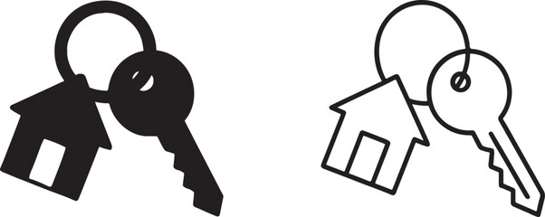 House key silhouette vector icons isolated on white background for real estate security design.