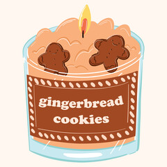 Gingerbread Cookies In Glass Jar With Label Artwork, Cozy Holiday Treat Scene