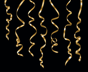 Golden serpentine on a dark background. Vector illustration