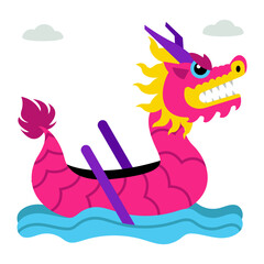 Dragon boat illustration, editable vector 