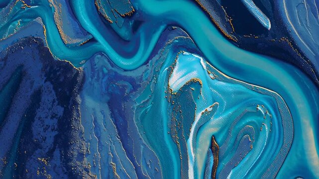 Abstract Fluid Art - Mesmerizing Blue and Teal Swirls.