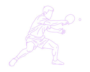 Dynamic Table Tennis Player Lineart Illustration