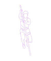 Pole Vault Athlete Lineart Illustration